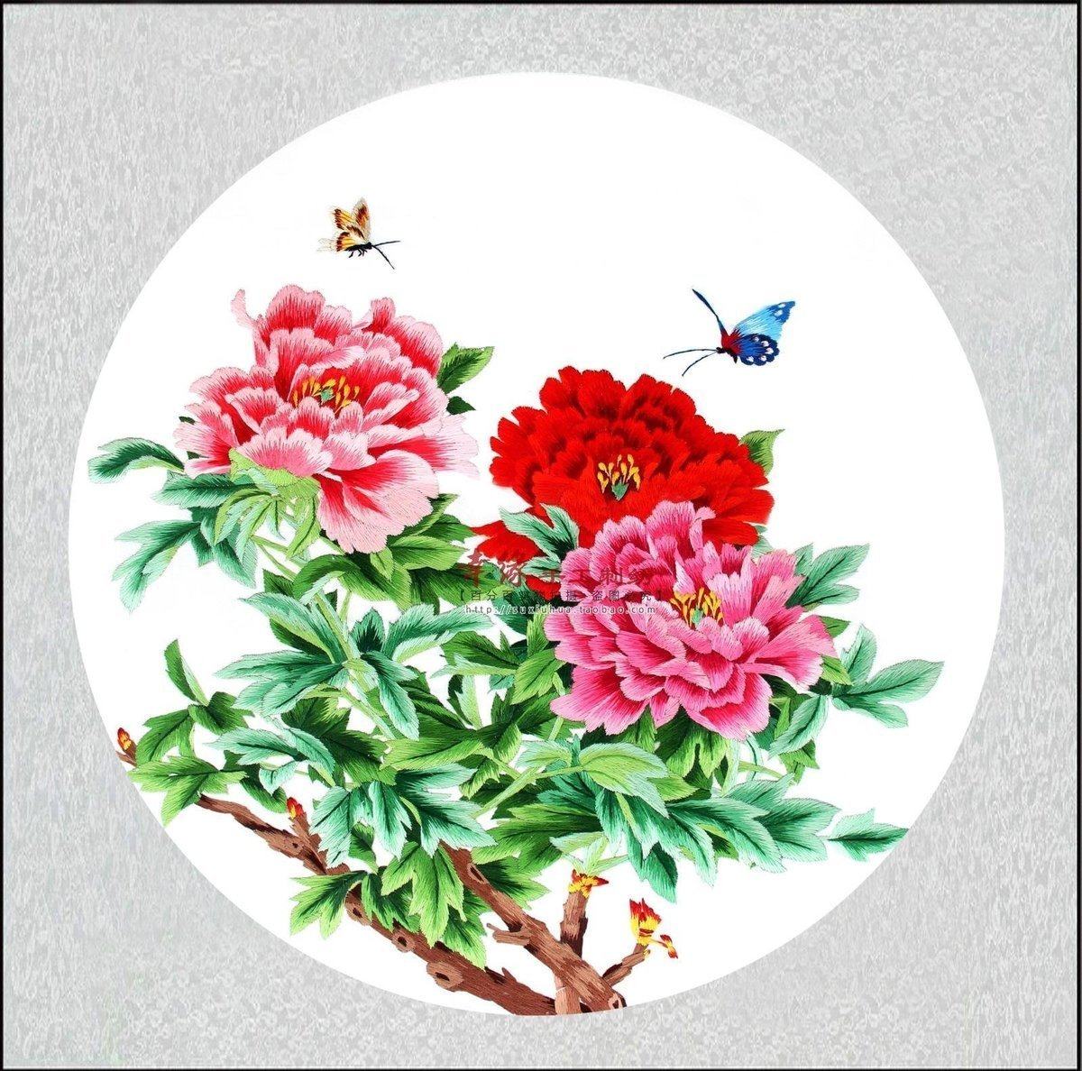 苏绣刺绣成品客厅装饰画手工精品蝴蝶牡丹花卧室苏绣