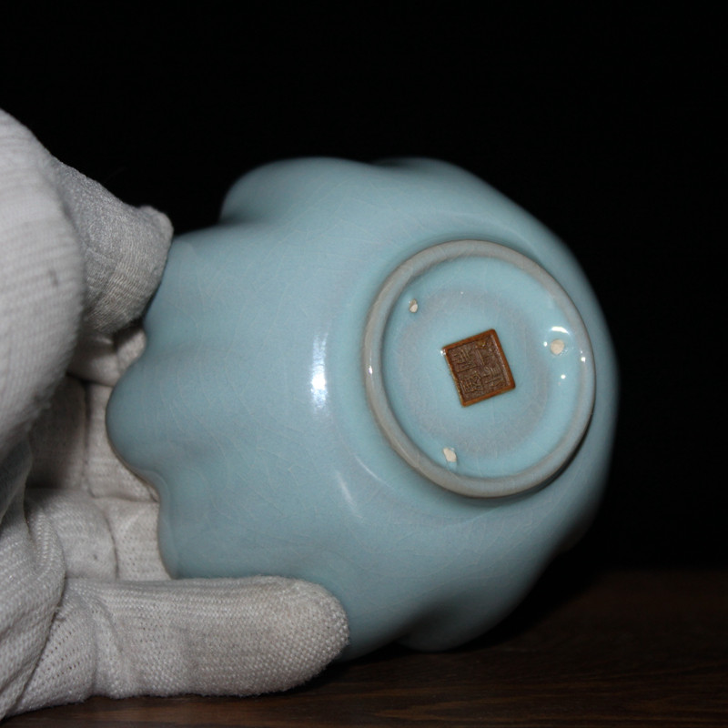 正宋汝窑茶杯主人杯单杯陶瓷郭留江手工品茗杯茶盏茶杯