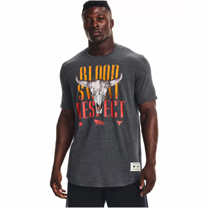 安德玛强森rock牛头健身运动宽松圆领短袖1367118运动t恤