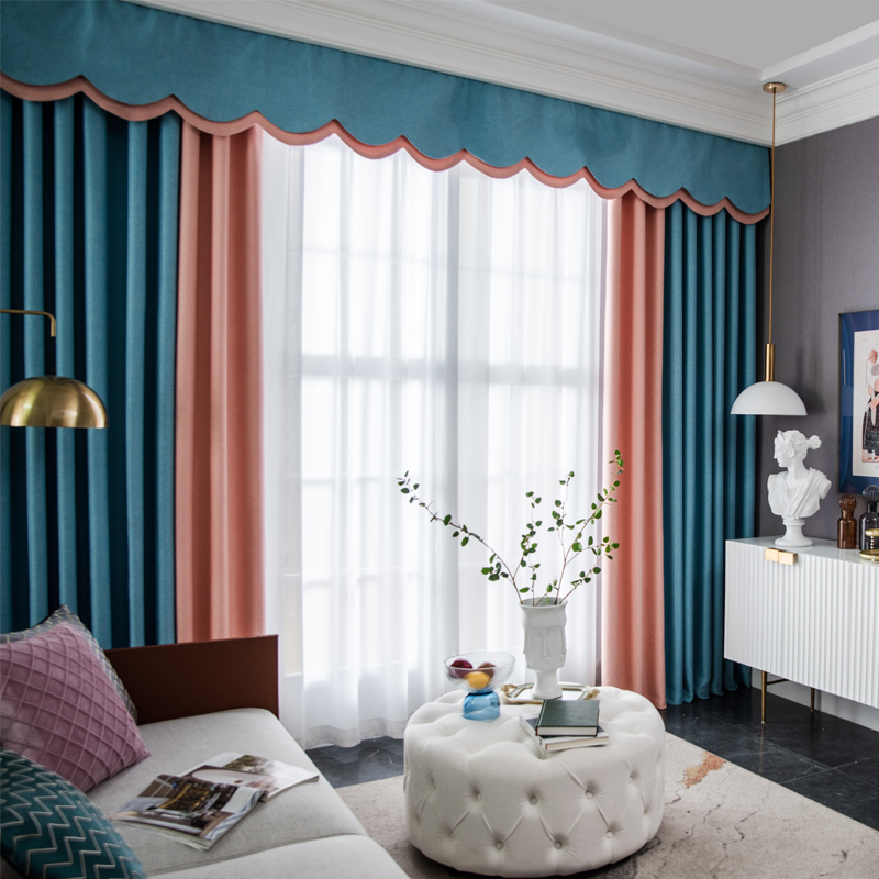 北欧网红窗纱卧室定制成品天鹅绒ins双色遮光定制窗帘