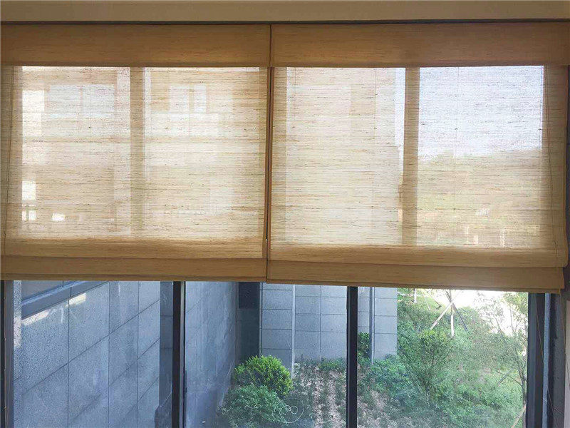 日式办公室农家中式新中式茶室苎麻禅意卷帘折叠卷帘