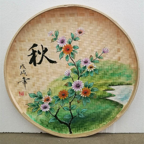 手绘簸箕画竹筛子农家乐装饰品竹编墙饰田园装饰墙壁挂饰挂件壁饰