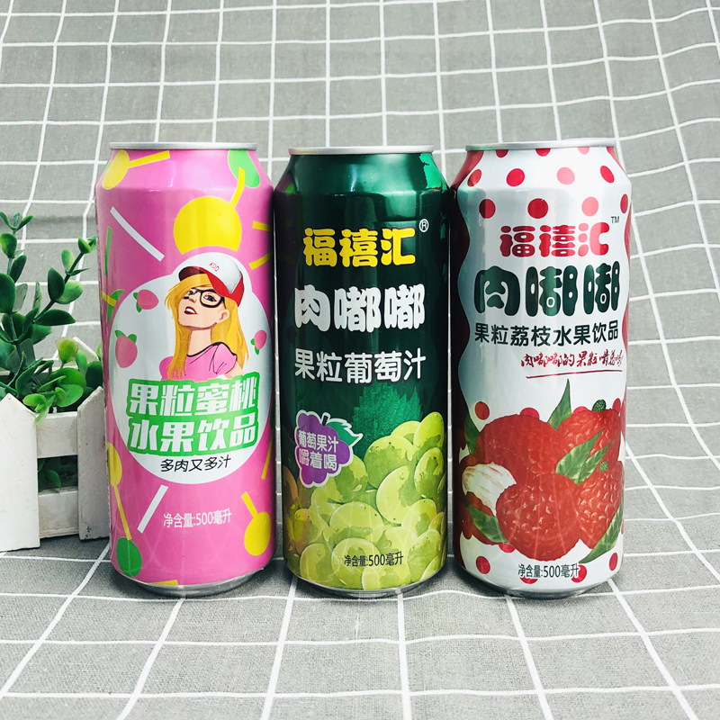 福禧汇肉嘟嘟葡萄果粒饮料椰果果肉易拉罐装果味
