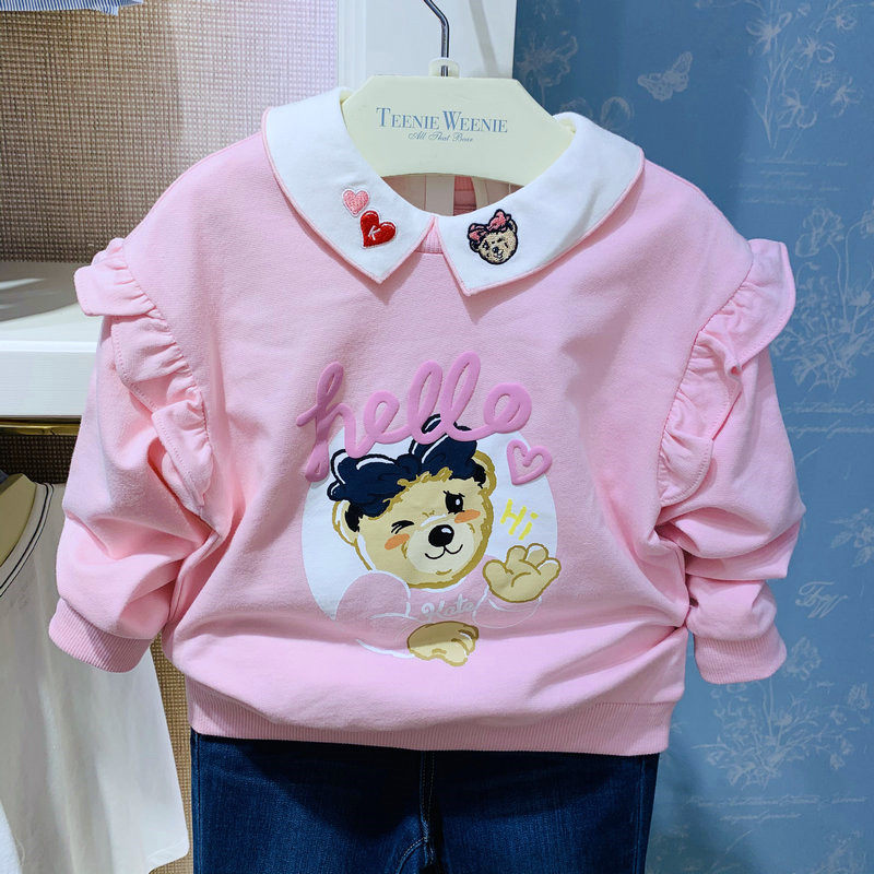 teenieweenie小熊童装女童春秋中大休闲时尚印花圆领卫衣