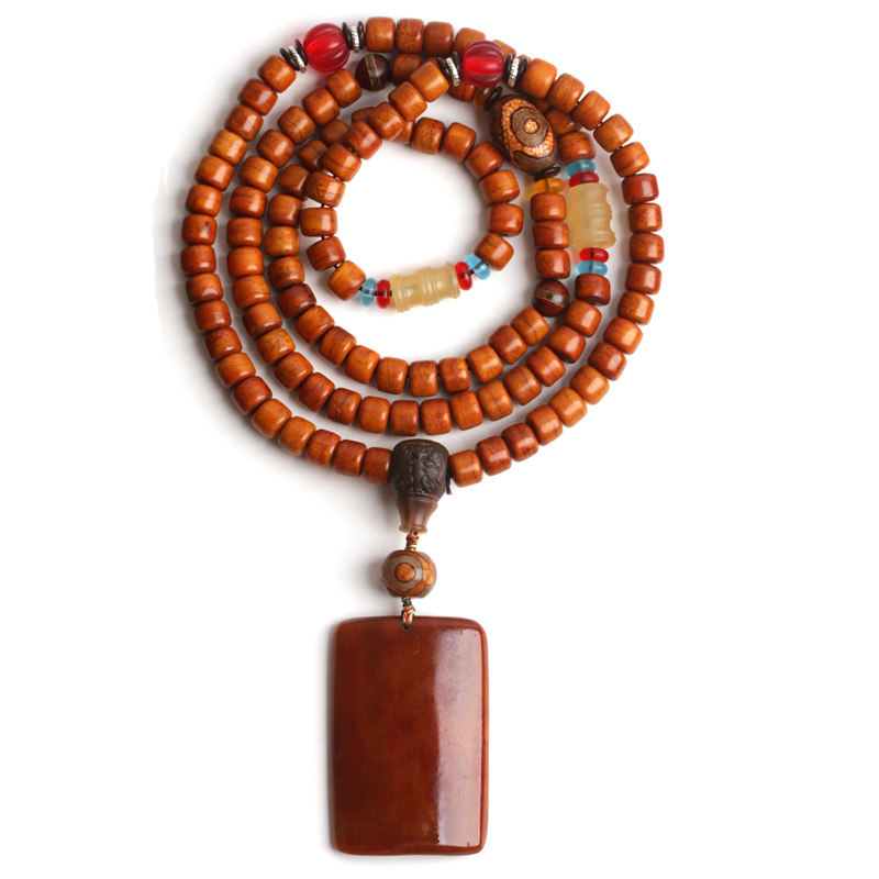 西藏牦牛骨手串108颗藏式佛珠招财辟邪手链男女保平安文玩项链