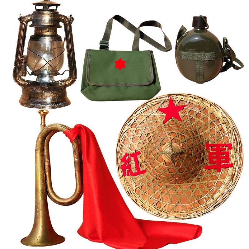 道具红军长征纪念品斗笠冲锋号小喇叭水壶小号木质其他