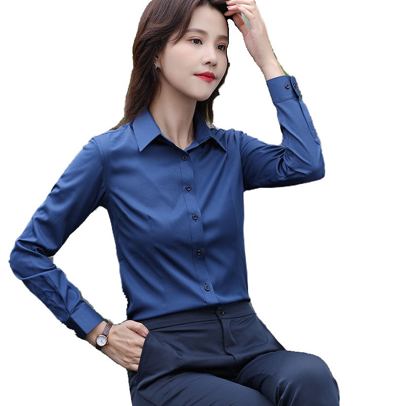 高档职业装衬衫秋冬新款女款长短袖白色工作服销售衬衣