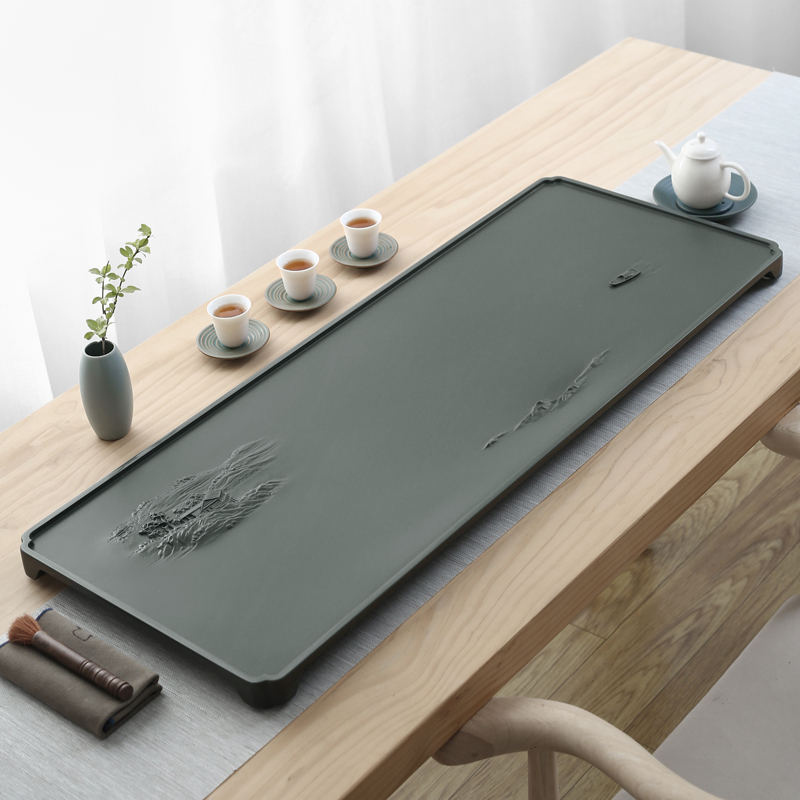 中盛天然整块天罗绿石茶盘小号家用干泡简约茶盘
