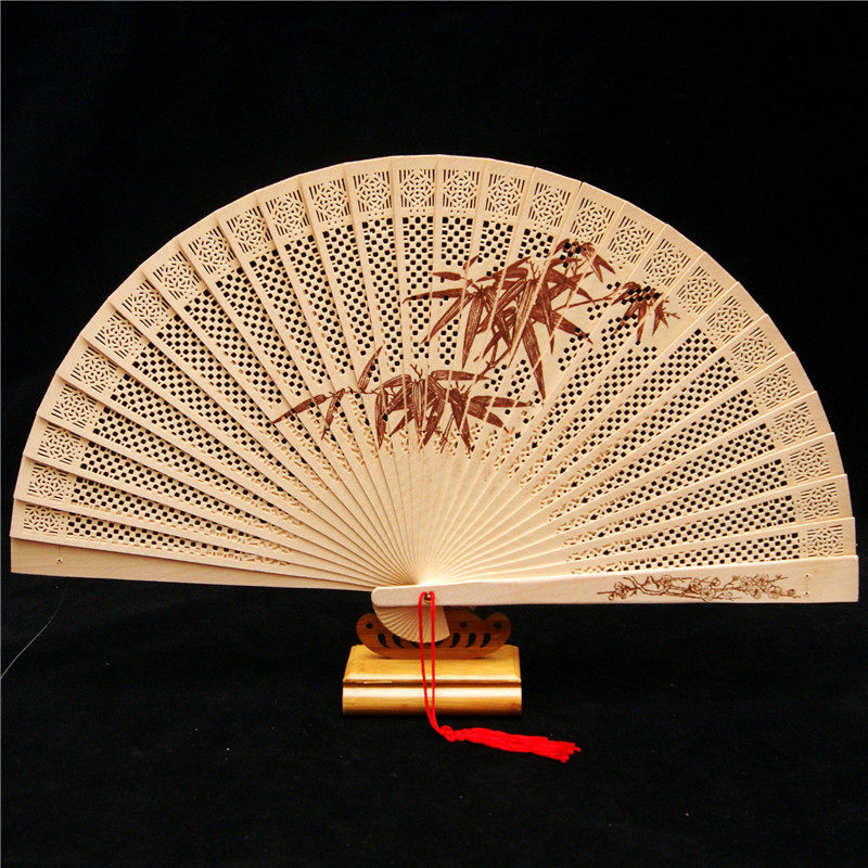 扇子古风木质镂空工艺中国国风古典檀香女士扇子