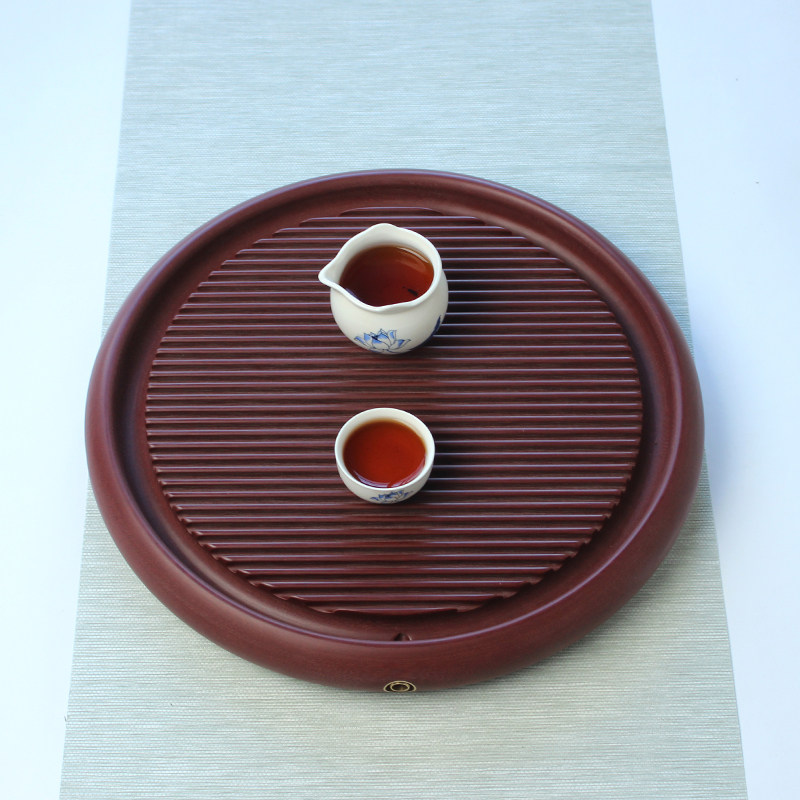 德国电木茶盘红色胶木圆形整块台湾功夫茶台圆茶盘
