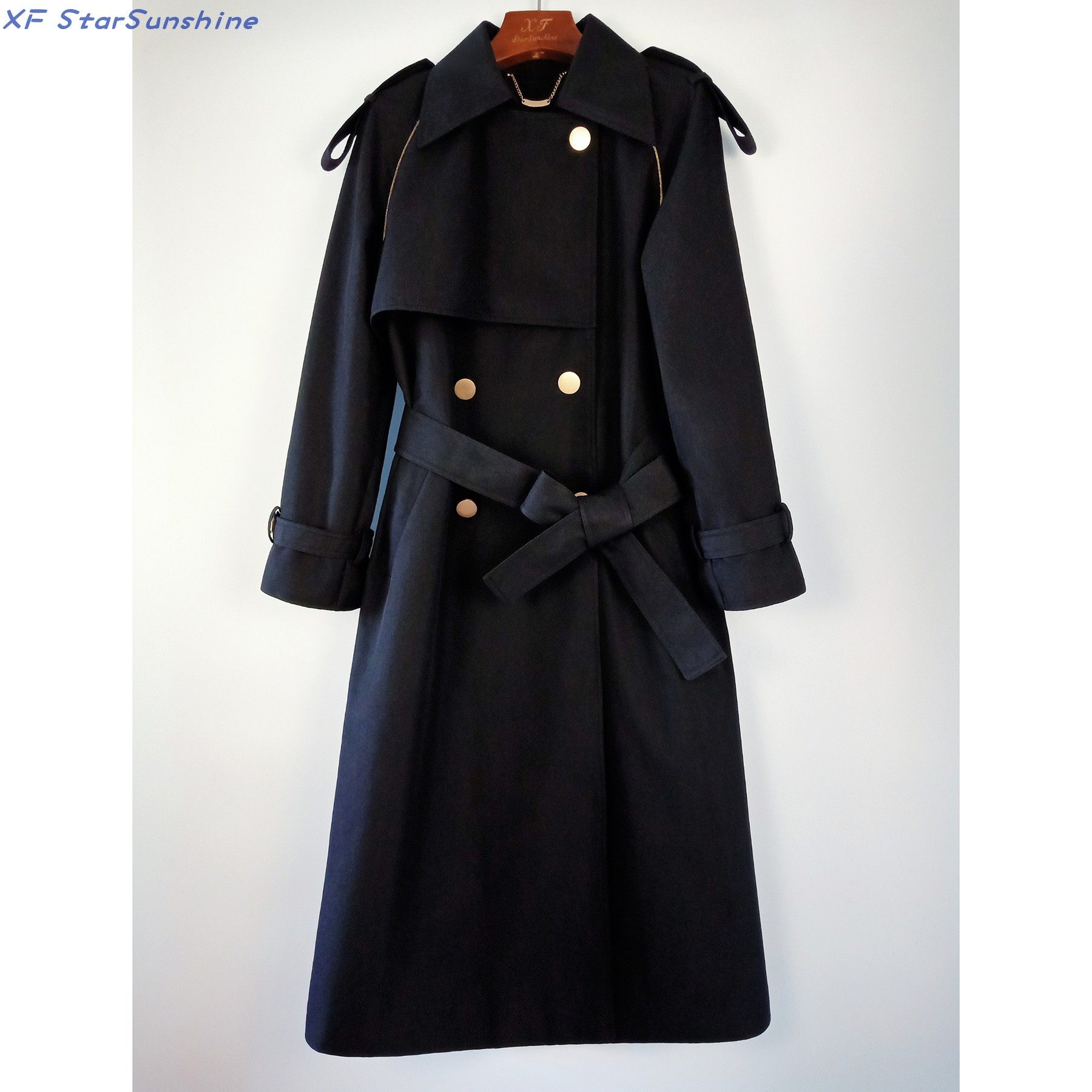 xfstarsunshine原创设计嵌条高级堑壕双排风衣外套风衣