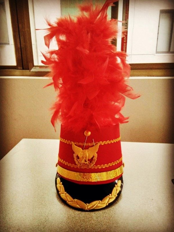 帽子红色中小学生高帽鼓号仪仗队成人男女演出军鼓帽子