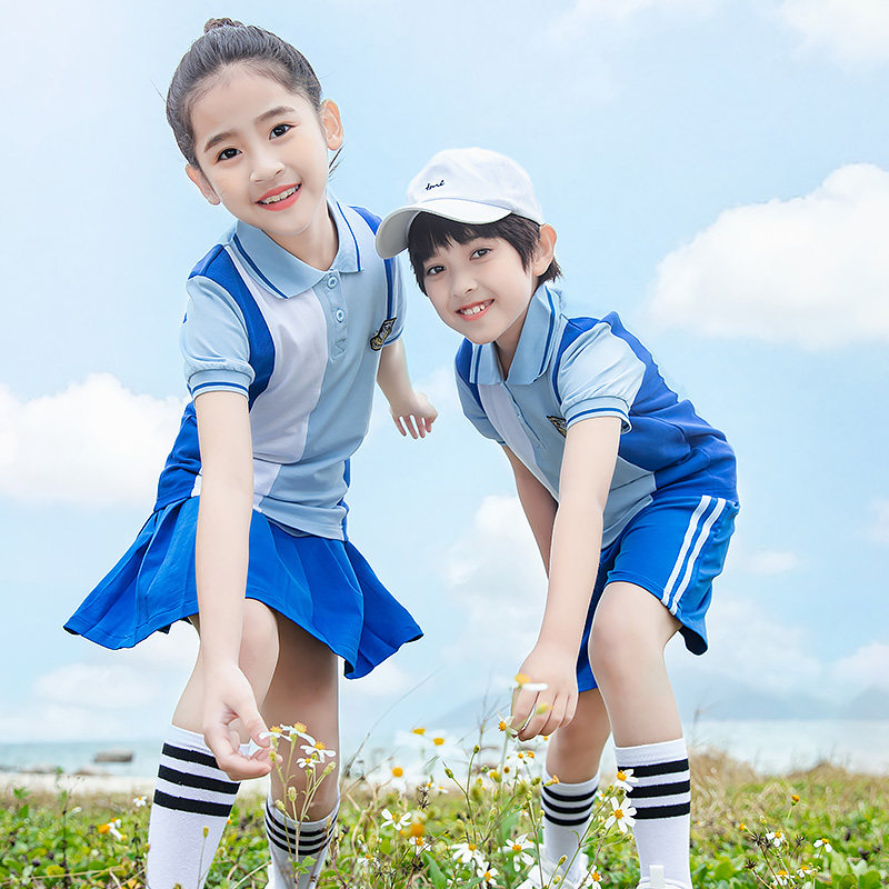 小学生夏款班四年级年级短袖运动会套装校服女童男童校服