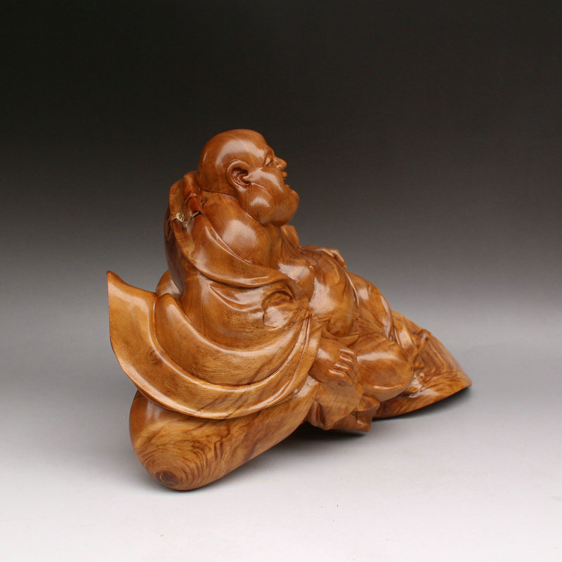 大汉九鼎小叶桢楠弥勒摆件天然随形创意根艺根雕根雕