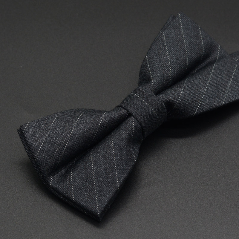 正装领结男韩版新郎伴郎郎英伦格子条纹绅士灰色领结
