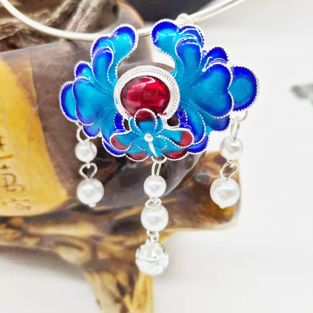 汉服旗袍百搭景泰蓝饰品毛衣配饰项链颈饰仙女项链