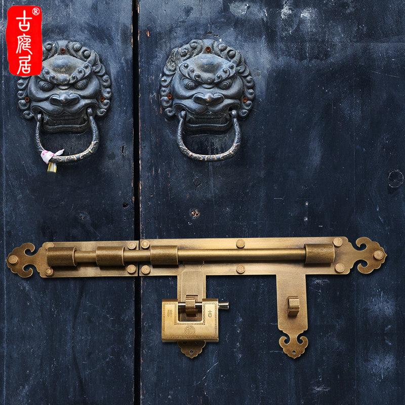 插销仿古门栓大门复古纯铜老式木门配件门扣明插销