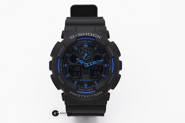 g-master卡西欧g-shock电子表ga-100-1a2黑蓝户外时尚运动手表男