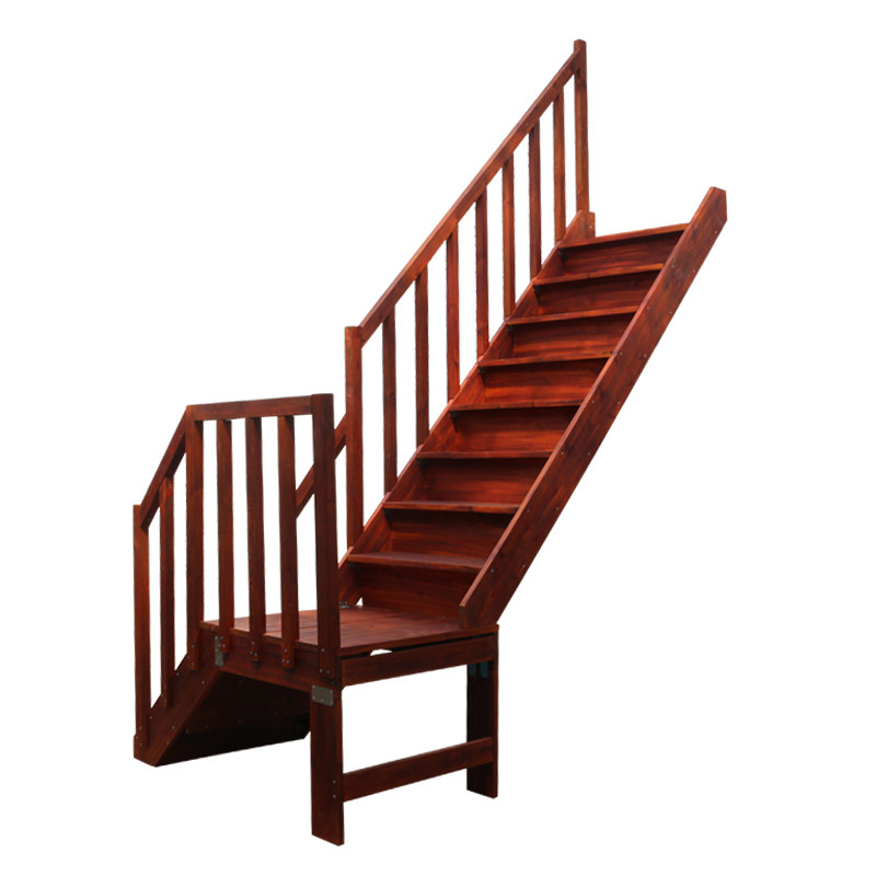 别墅简易转角平台楼梯复式阁楼木梯家用室内加宽加厚扶手实木直梯