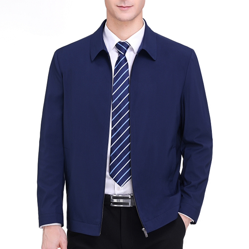 正品恒源祥夹克男高端桑蚕丝春秋薄款中年商务休闲免烫公务员外套