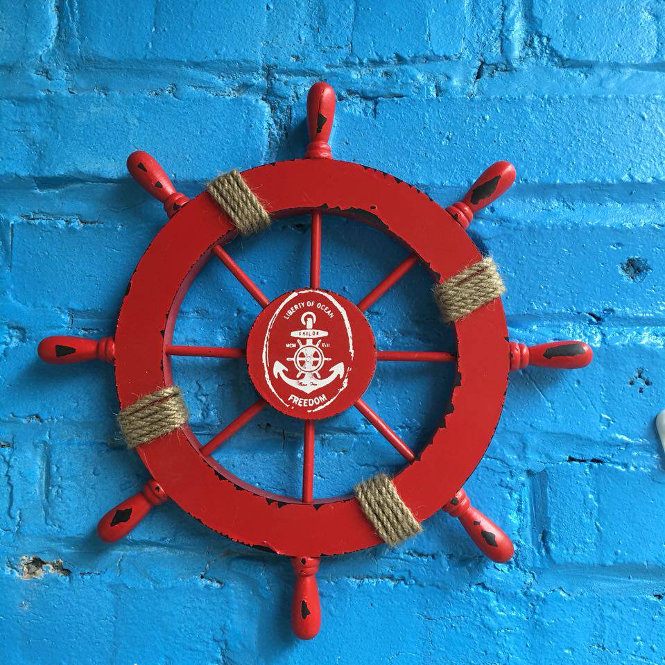 船舵挂件地中海风格家居家居装饰装饰品航海彩色舵手壁饰