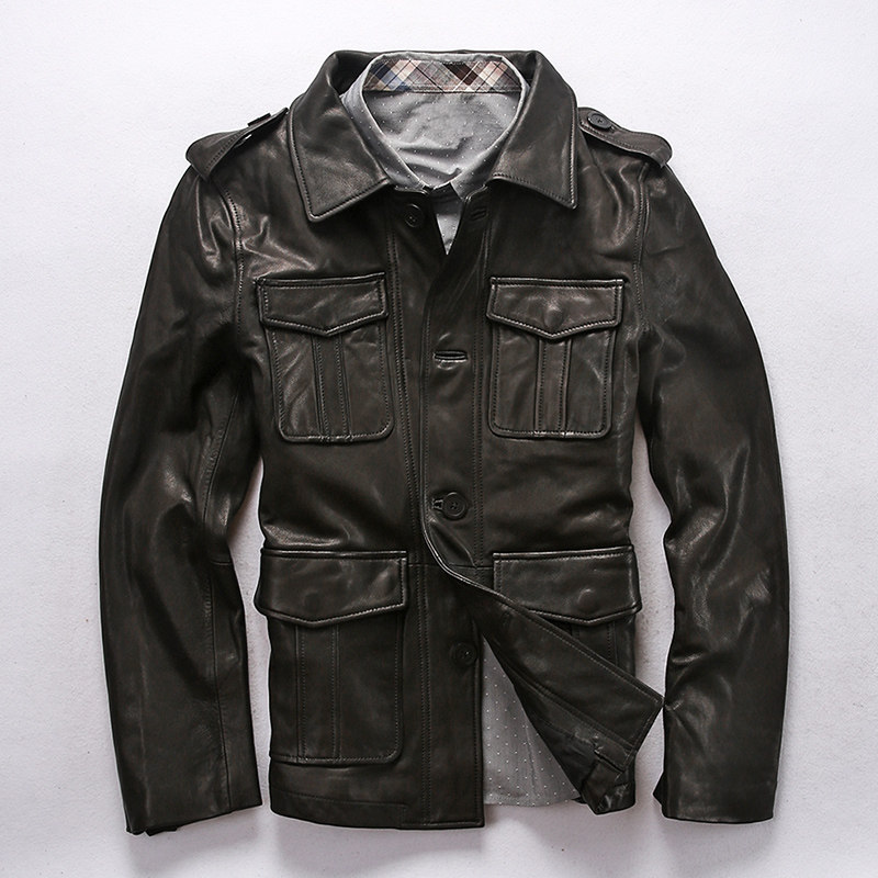 秋冬新款m65真皮猎装皮衣植鞣绵羊羊皮民国皮衣