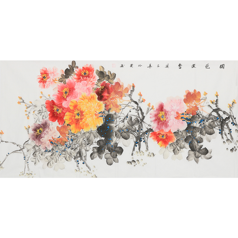 李小英手绘真迹花鸟画国画洛阳牡丹客厅国画