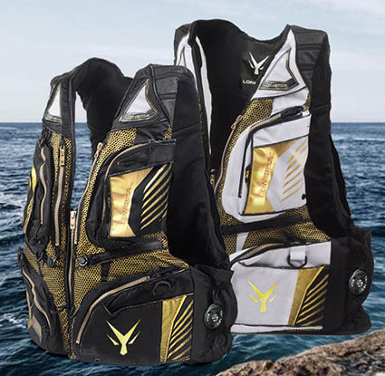 LONSIDA 旋钮松紧海钓矶钓救生衣浮力衣男士大浮力钓鱼马甲钓鱼服