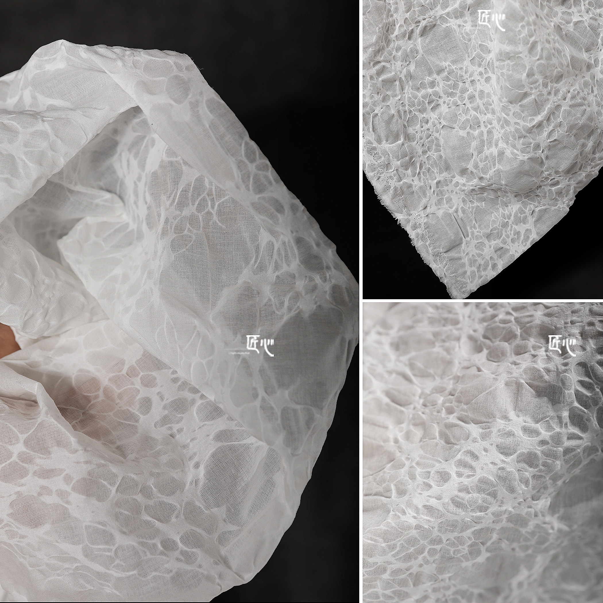 白色全棉盐缩工艺立体肌理花纹春夏夏秋服饰海绵垫