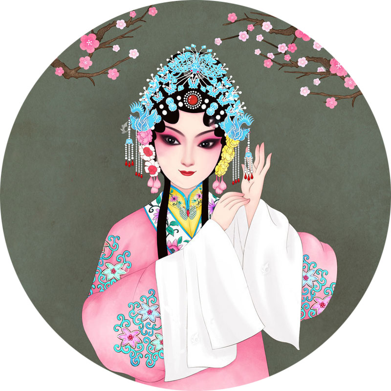 人物京剧花旦脸谱钻石画满戏曲美女十字绣圆形十字绣套件