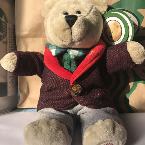 星巴克小熊限量版男熊女熊 穿裙小熊毛绒玩具【正品】