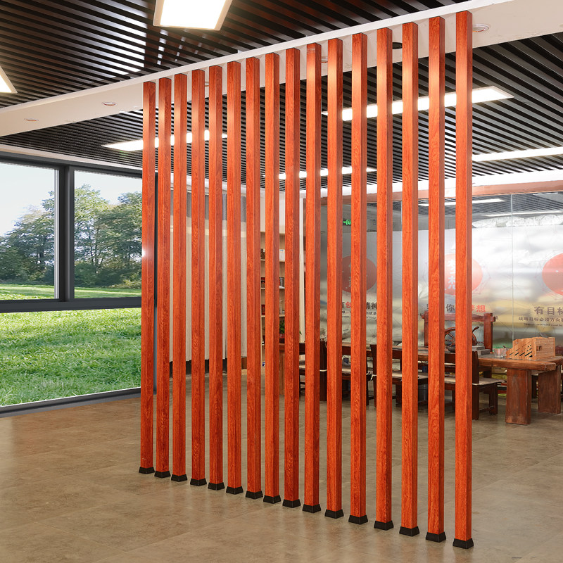 隔断屏风铝合金装饰木条立柱办公室铁艺镂空金属办公屏风