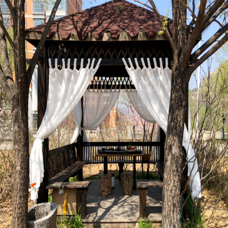 户外凉亭露台装饰纱幔防水遮阳中式东南亚防风床幔