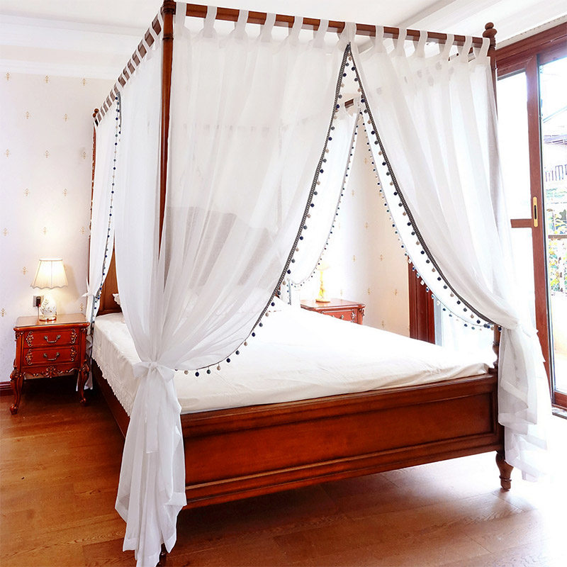 床纱粘扣风美四柱装饰民宿客栈欧式美式东南亚床幔