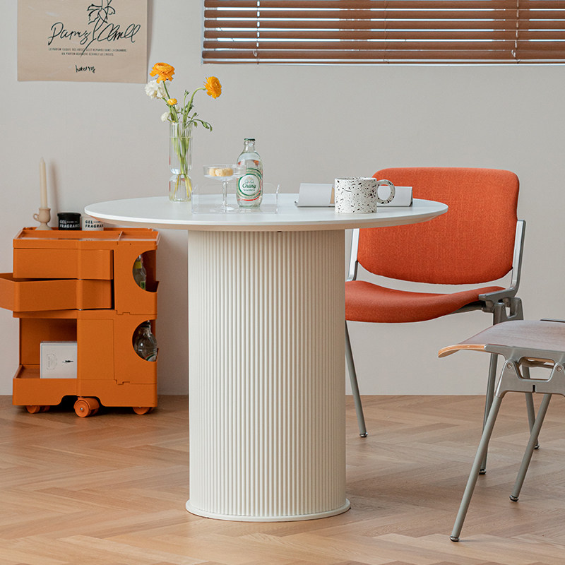 白色圆桌轻奢简约圆形餐桌家用小户户型网红餐桌