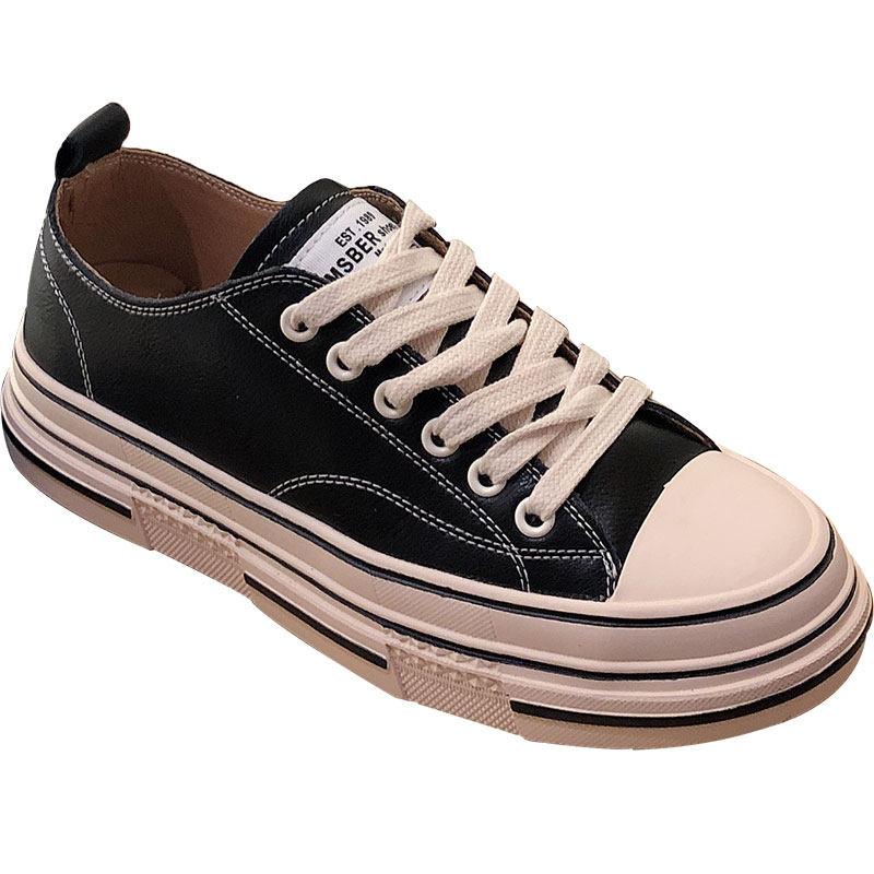 真皮平底休闲鞋休闲黑色软底百搭布鞋运动红帆时尚休闲鞋