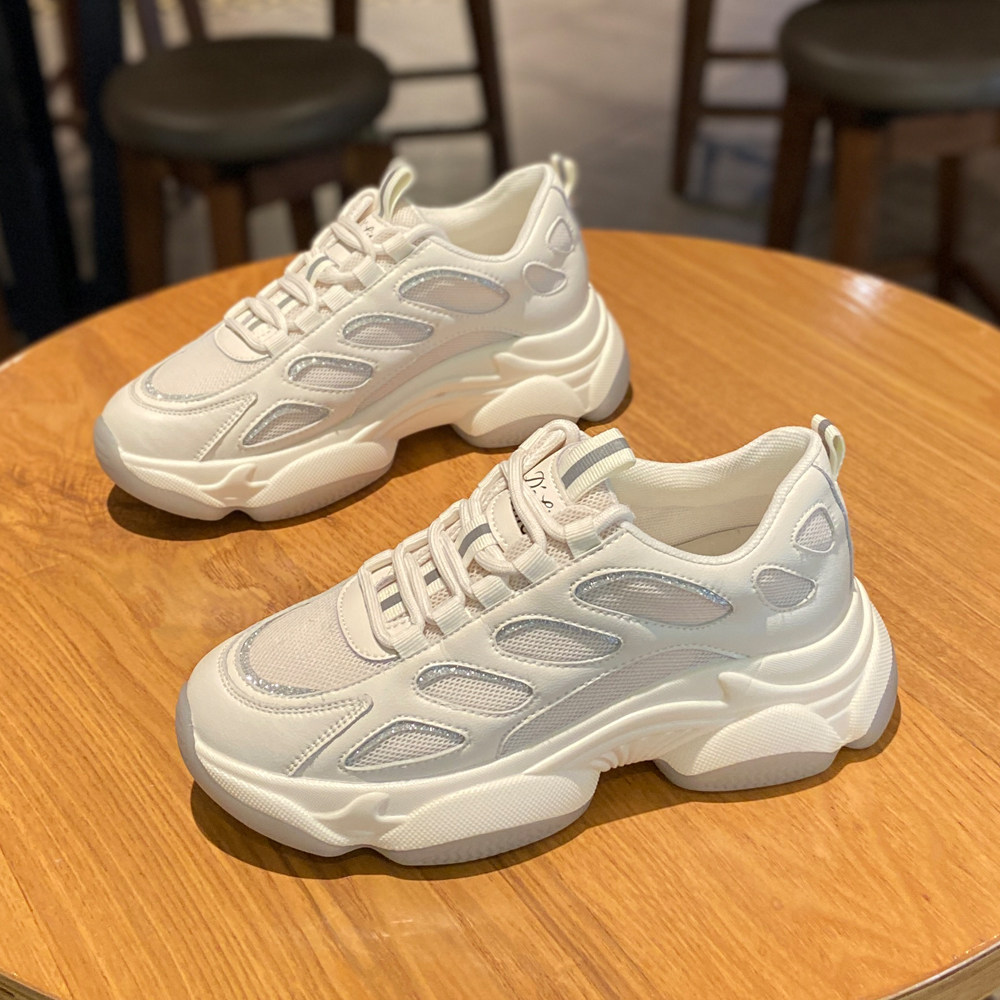 大淘人折扣商城 鞋子 真皮老爹鞋女春季2021年新款网面透气百搭ins潮