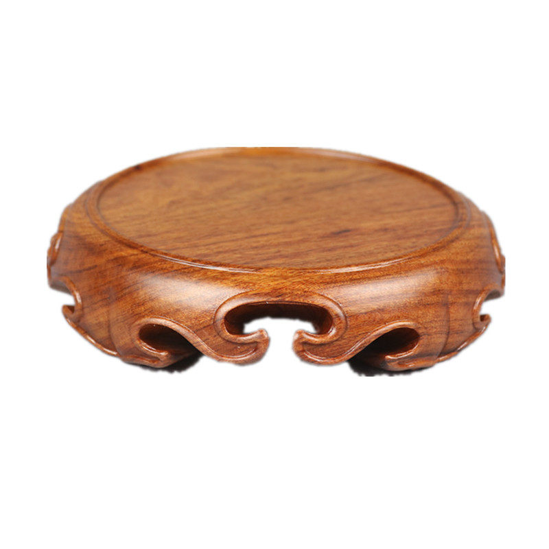 底座圆形实木整木盆景茶壶奇石玉石古玩花瓶木雕