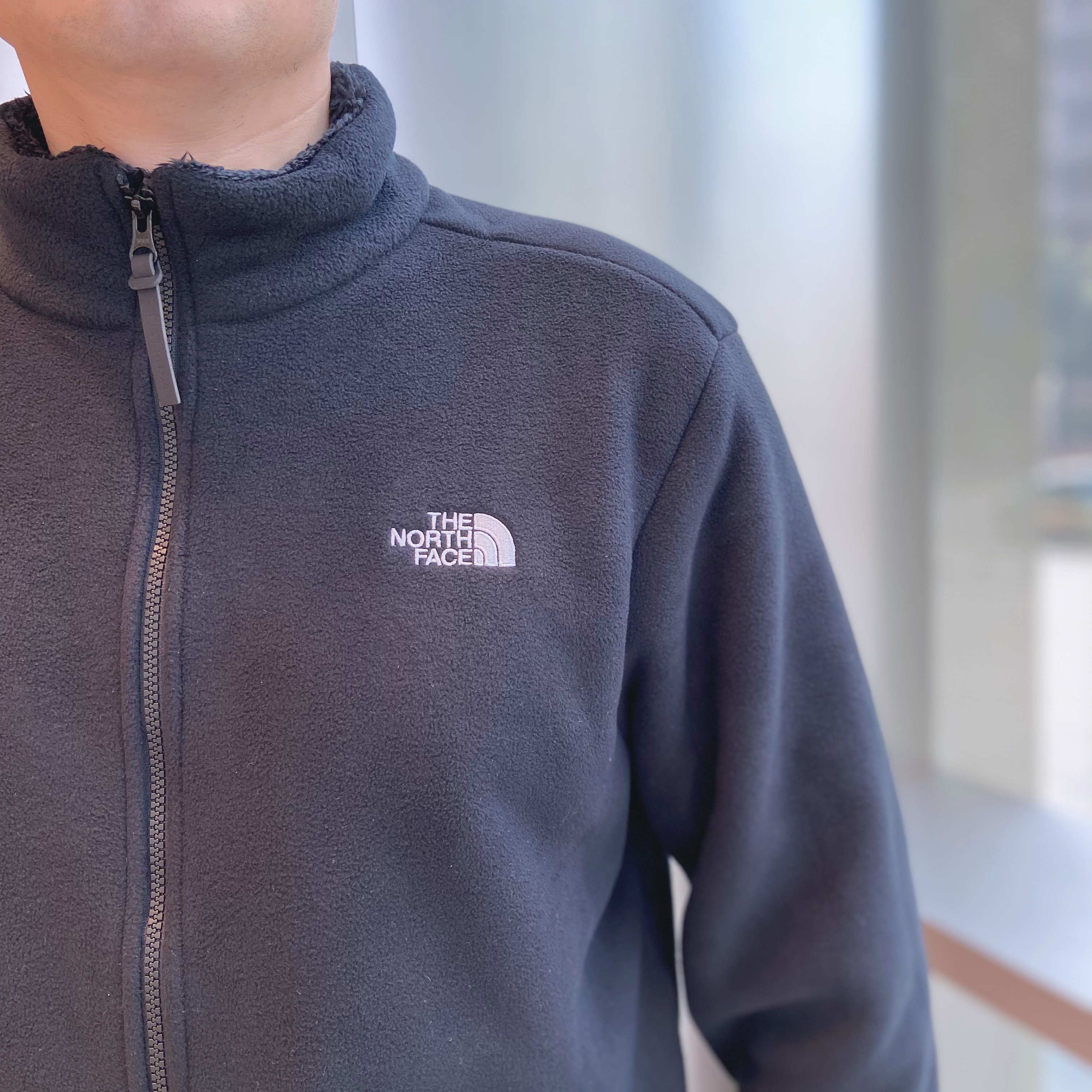 北面thenorthface新款灰色刺绣小标抓绒开衫夹克外套nj5jm53a