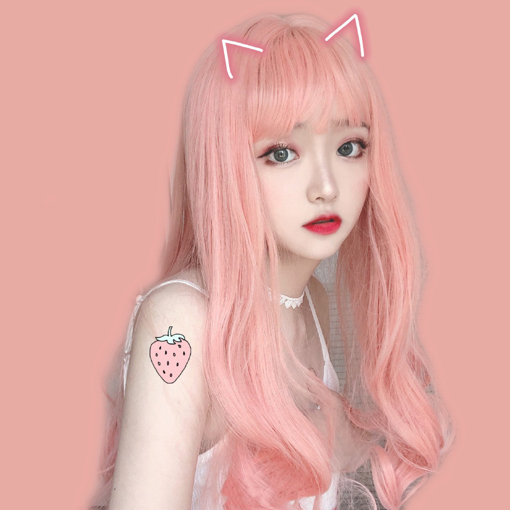 假发lolita长卷卷发空气刘海圆脸蓬松粉色大波日常整顶假发