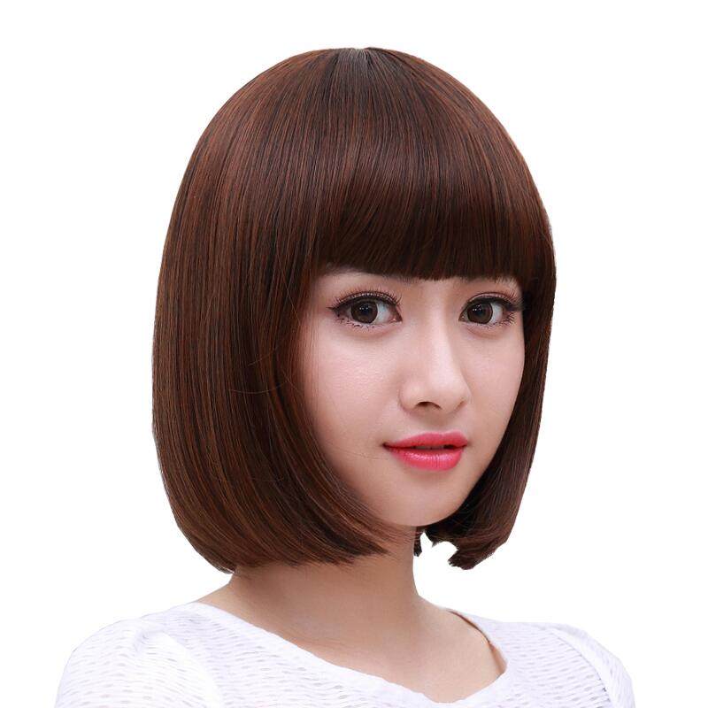 假发短发bobo波波头假发套韩国齐刘海中长直日常整顶假发