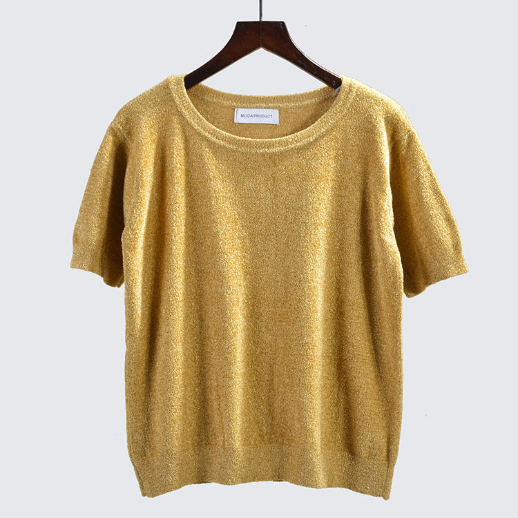 网红短袖毛衣女装春秋秋季圆领套头短款修身毛针织衫