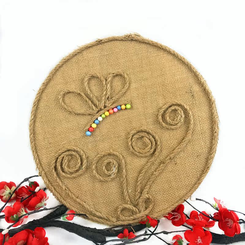 幼儿园环创材料手工作品diy创意吊饰自制木相框麻布绘画木板挂件