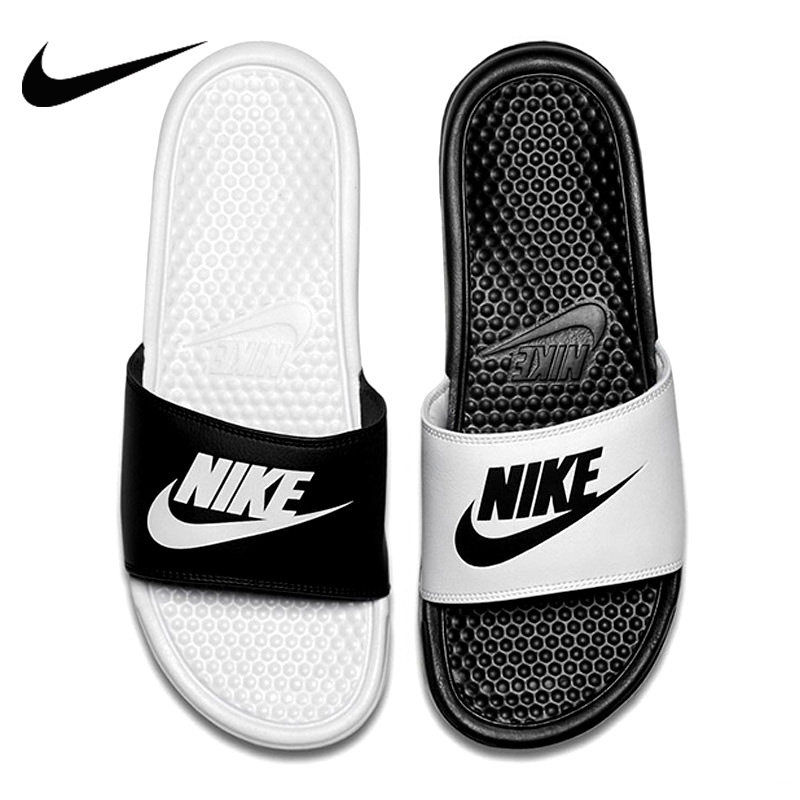 nike耐克benassi男子拖鞋钩子黑白经典运动沙滩鞋