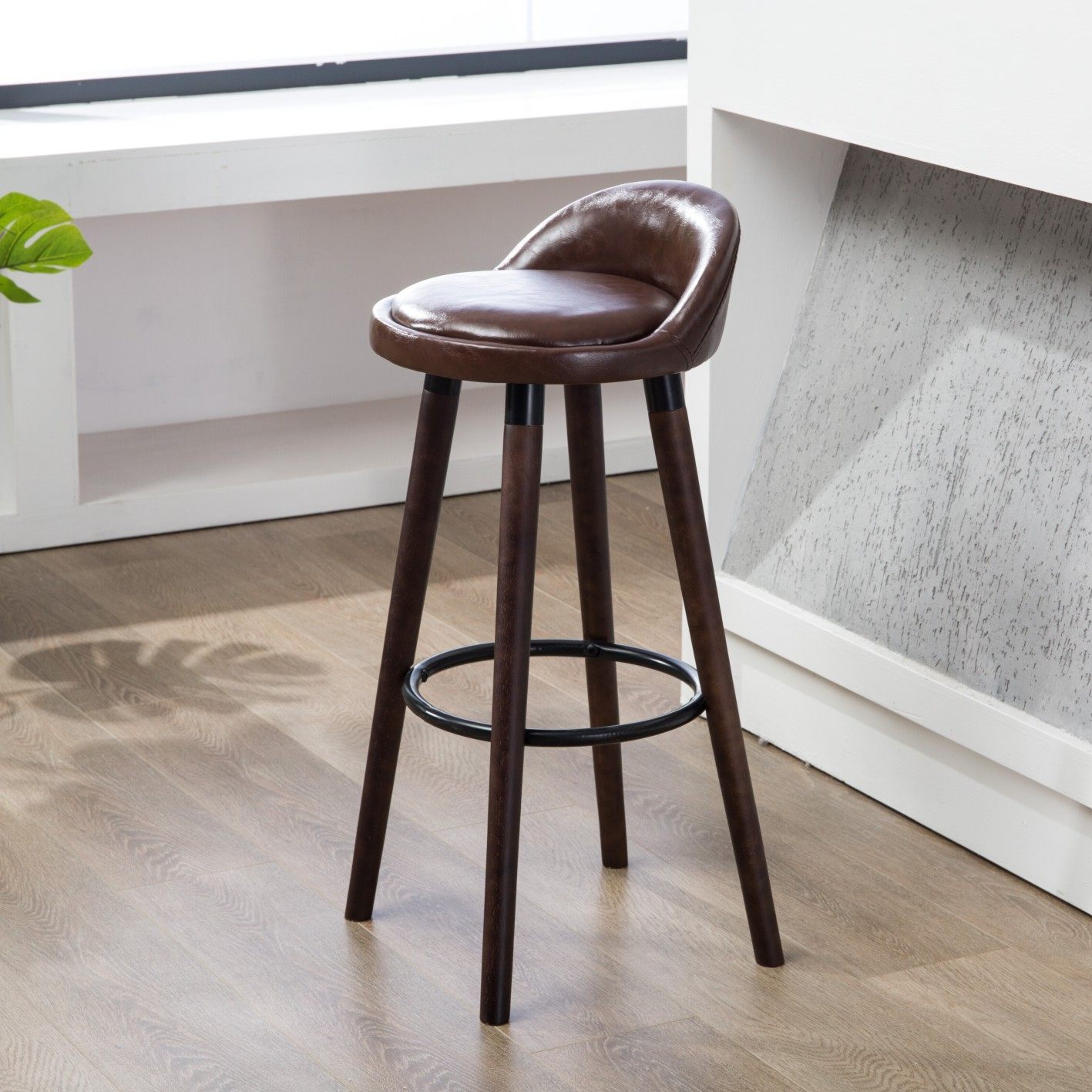 实木吧椅时尚创意吧台椅子现代简约酒吧桌椅家用旋转高脚凳子吧凳