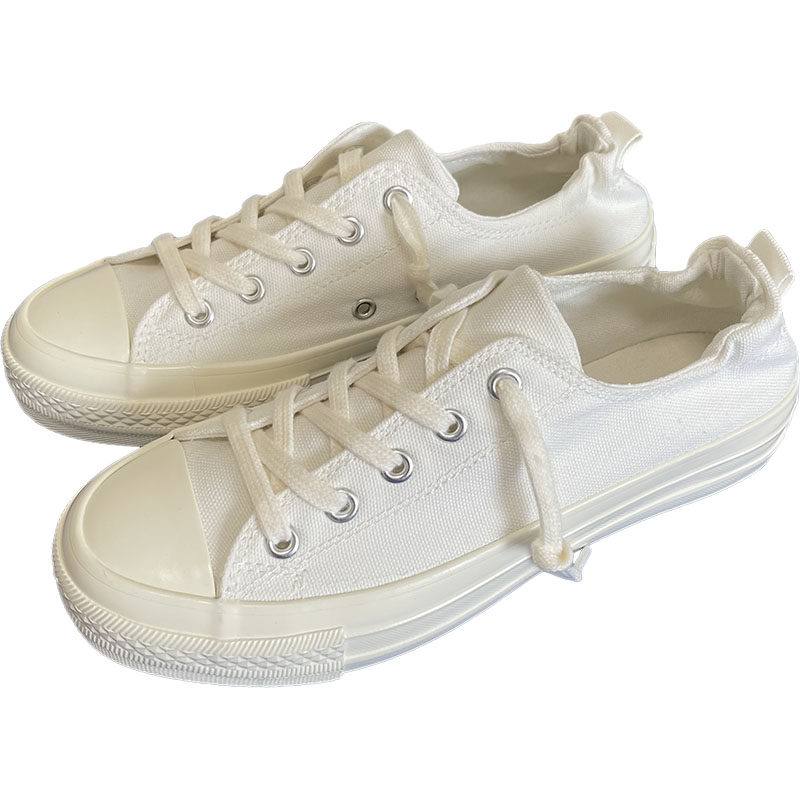 纯白低帮懒人一脚脚蹬男女女同情侣百搭2022帆布鞋