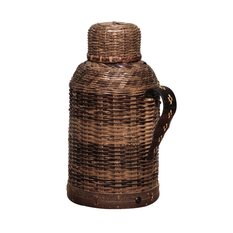 老式手工竹编暖壶玻璃内胆开水水壶怀旧复古热水瓶