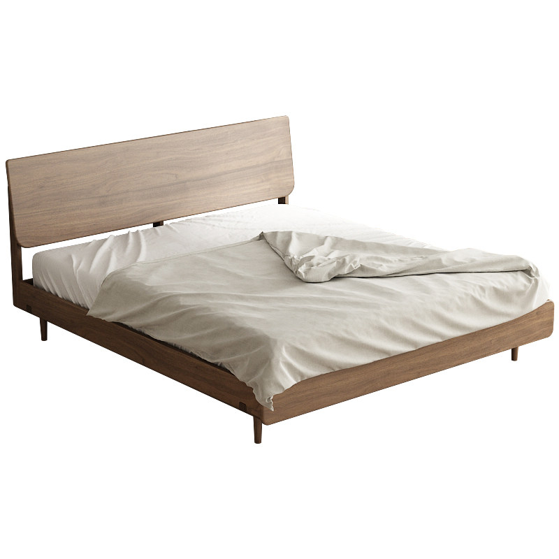 贝的平板板床北欧胡桃木实木18米日式简约原木实木床