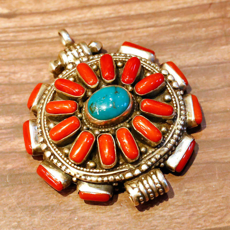 s925纯银嘎乌盒吊坠尼泊尔手工制作藏传佛教饰品藏式随身挂件挂坠