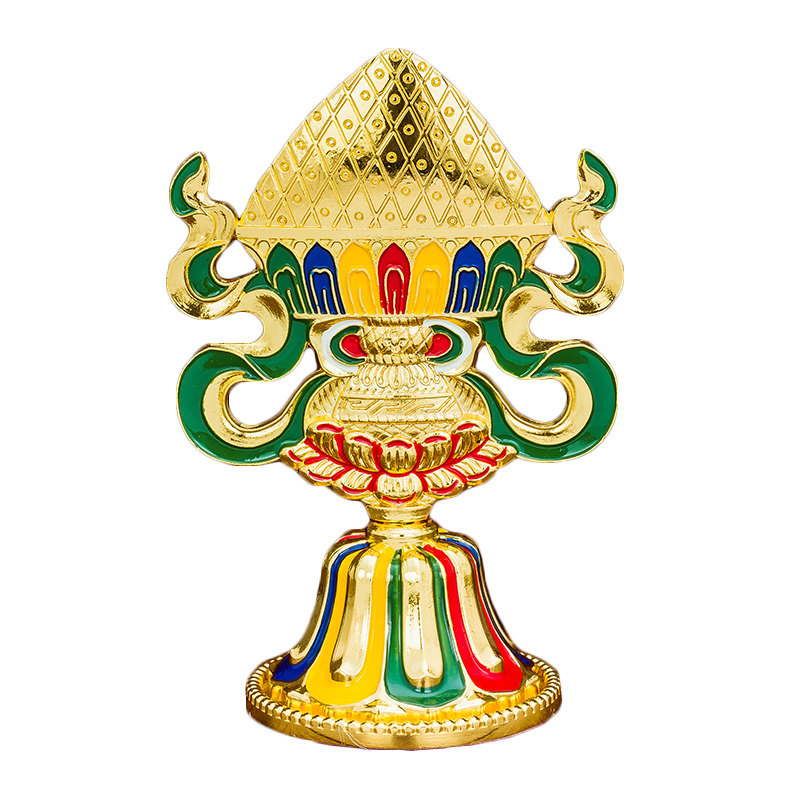 彩绘合金八吉祥摆件藏族用品居家室内供佛摆件吉祥八宝套装13cm